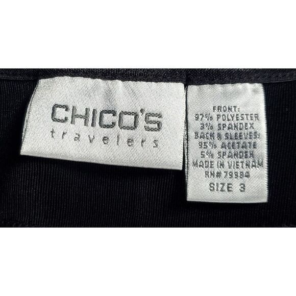 Chico's Travelers Cardigan Size XL 3 Shimmery Ruffles Black Gold Elegant Gala - Picture 6 of 10